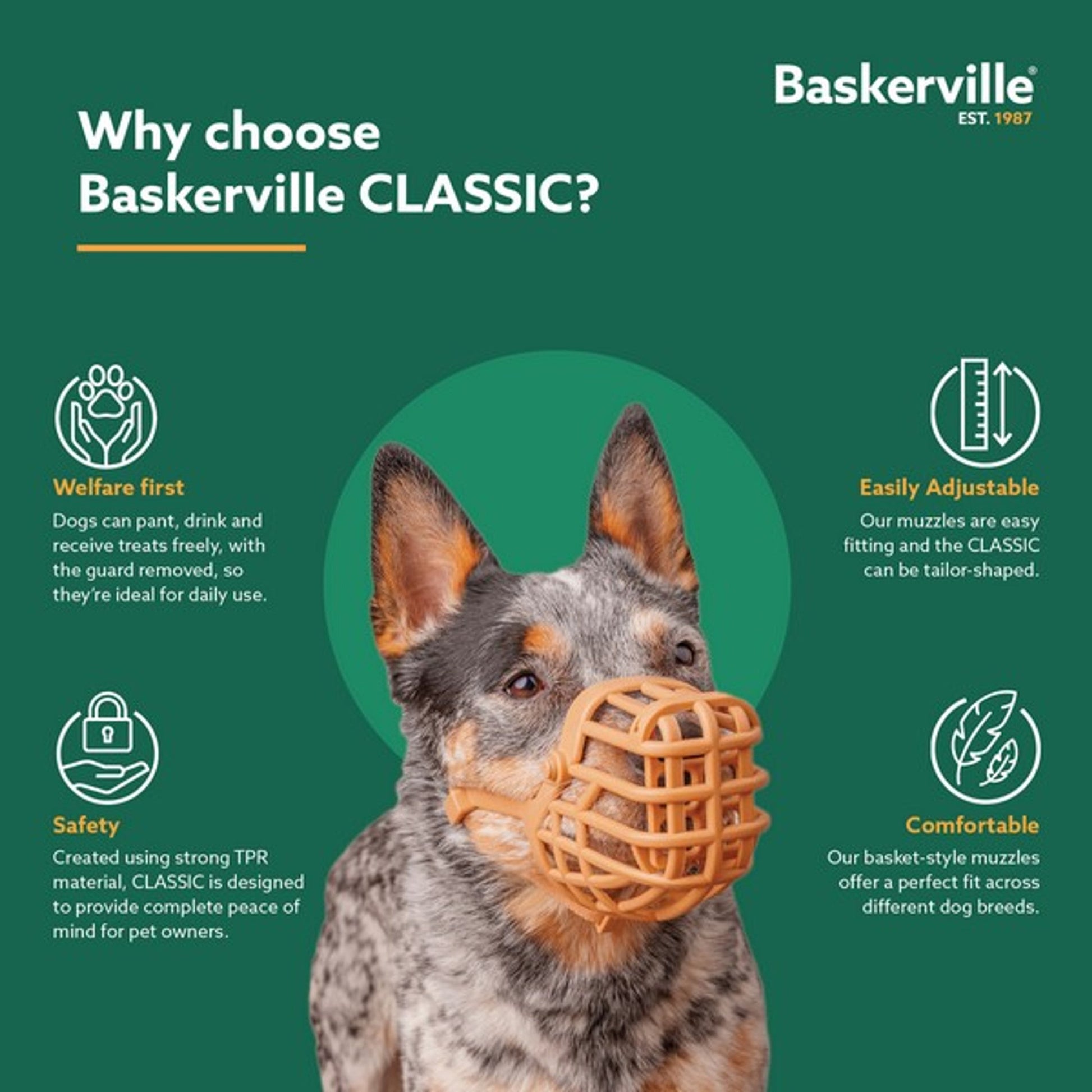 Baskerville Classic Basket Muzzle Asst Sizes-Pettitt and Boo