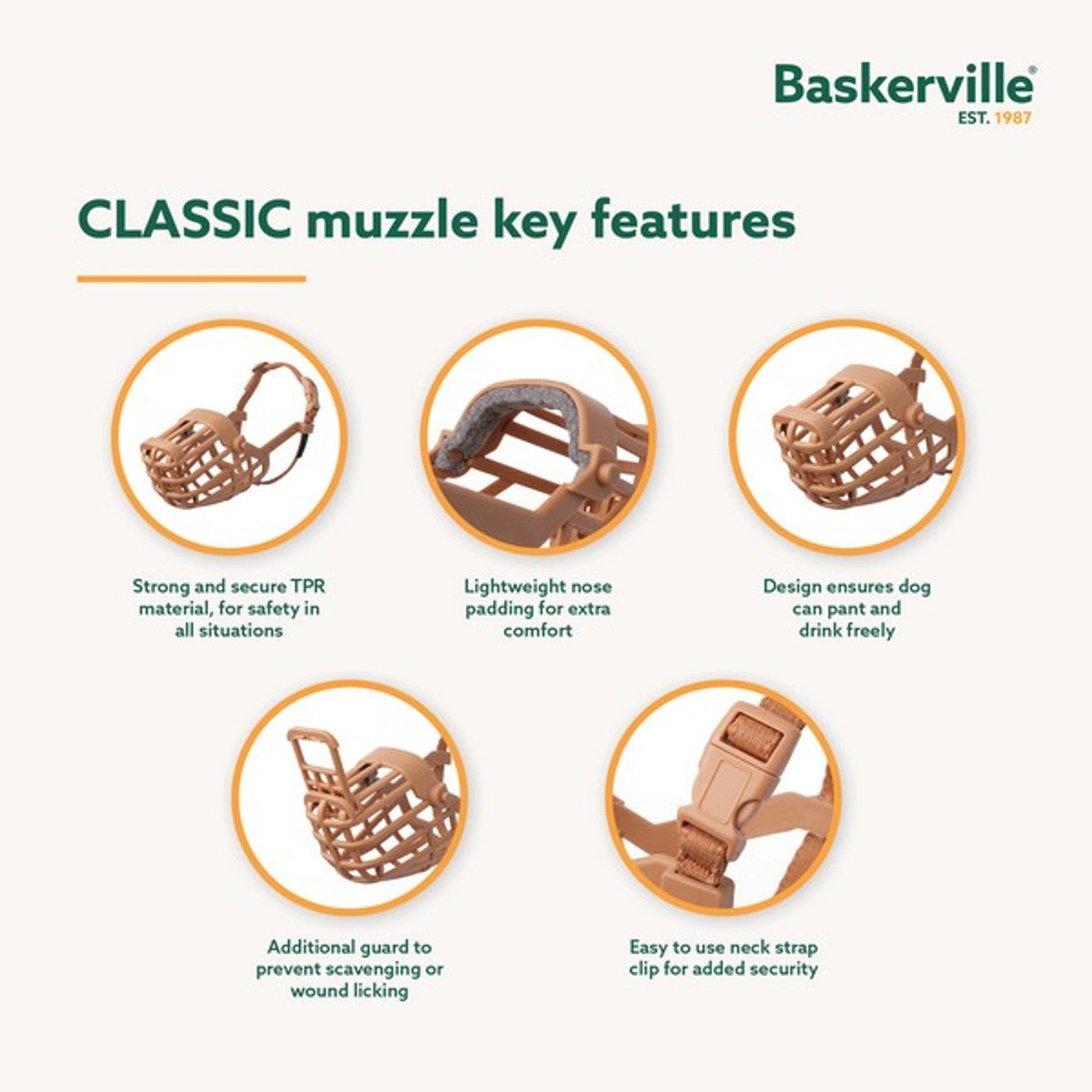 Baskerville Classic Basket Muzzle Asst Sizes-Pettitt and Boo