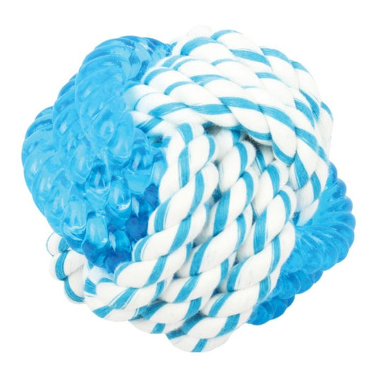 Blue Rubber & Rope Ball 10cm-Pettitt and Boo