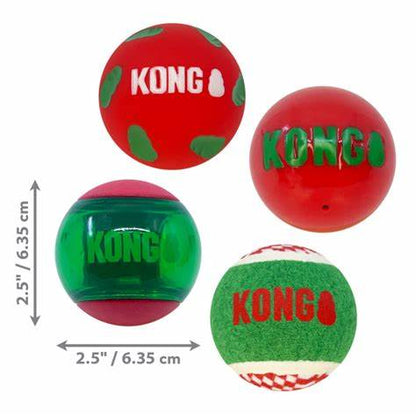 KONG Holiday Occasions Balls 4-pk-Pettitt and Boo