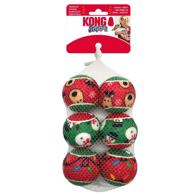 KONG Holiday SqueakAir® Balls 6pk Sm/Med Asst-Pettitt and Boo