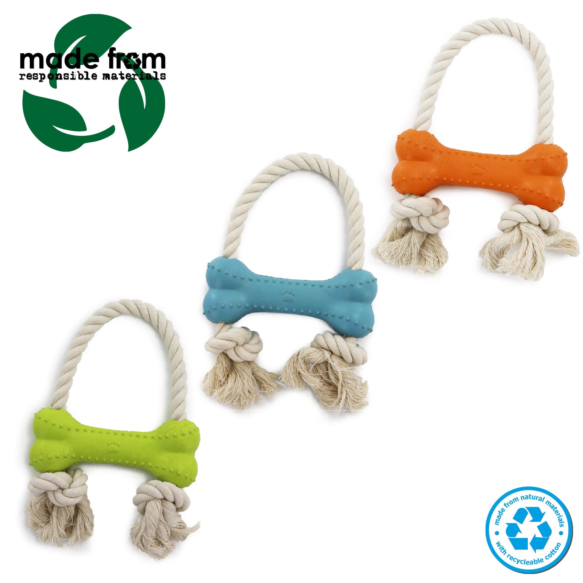 Made From Rice - Bone & Rope Toy-Pettitt and Boo