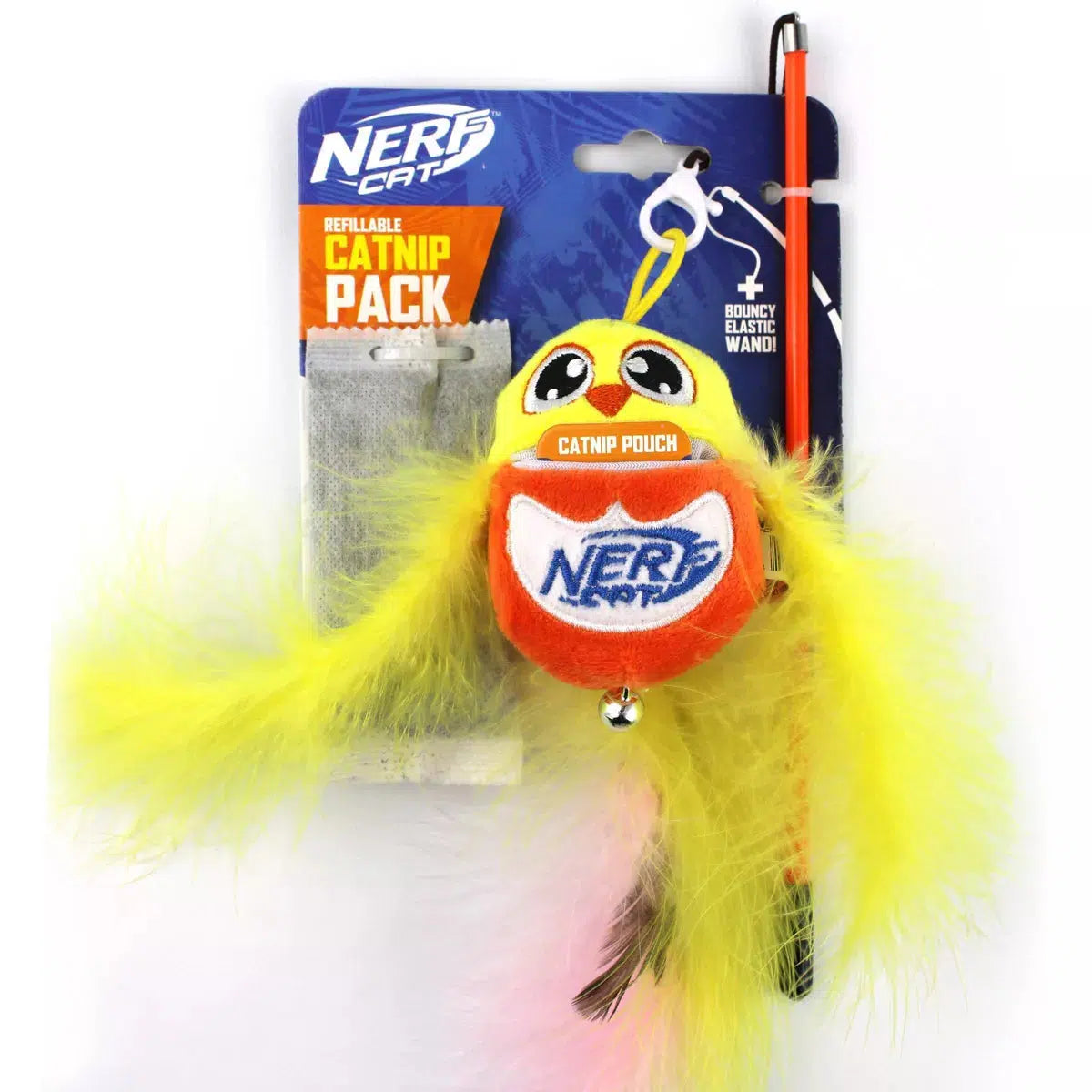 Nerf Cat Plush Bird with Catnip Pouch and Wand Cat Toy-Pettitt and Boo