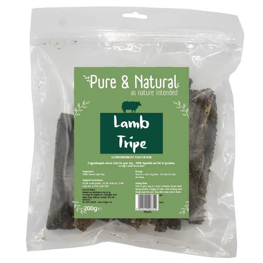 Pure & Natural Dog Treats Lamb Tripe 200g-Pettitt and Boo