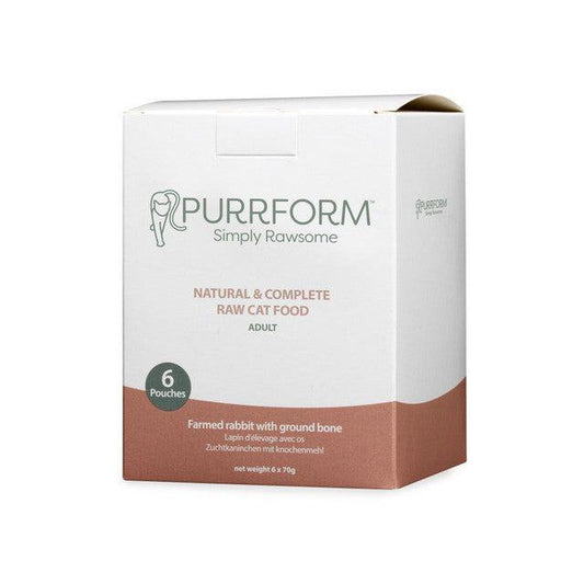 Purrform Raw Cat Food - Rabbit & Ground Bone (6 pouches)-Pettitt and Boo